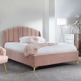 Pettine End Lift Ottoman Blush Pink Bed - Double