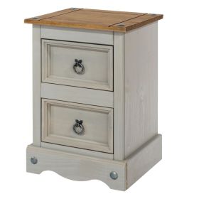 Bedside Table - CORONA 2 Drawer Nightstand Grey 36cm
