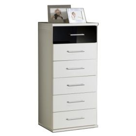 LINE White Chest of Drawers - Tallboy, Medium-sized, 6 Drawers