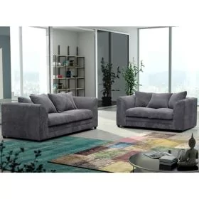 Desmond Jumbo Cord 3 Seater and 2 Seater Sofa Set - Grey and Other Colours