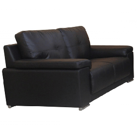 Richmond Luxe Comfort Classic Bonded Leather and PU 2-Seater Sofa in Black