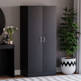 Wardrobe - FIZZIER 2 Door Wardrobe Black 71cm