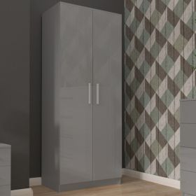 Wardrobe - FIZZIER 2 Door Wardrobe Grey 71cm