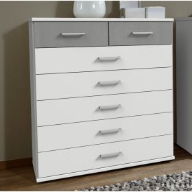 DAYTON White Chest of Drawers - Medium-sized, 7 Drawers