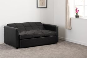 Astoria Sofa Bed - Black Faux Leather