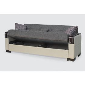 Kaven High Quality Fabric 3 Seater Sofabed with Foldable Backrests - Brown