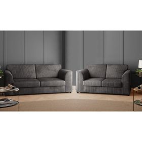 Oxford Luxury Fullback Jumbo Cord 3 Seater and 2 Seater Sofa Set - Grey and Other Colours