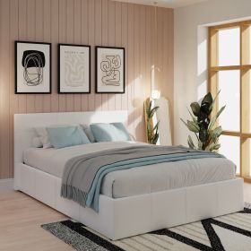 Modern White Pu Leather Side Lift Ottoman Storage Bed - Small Double 4ft