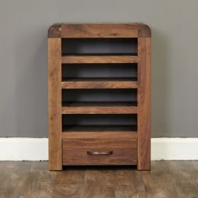 Premium Walnut Entertainment Ancillary Cabinet with Drawer