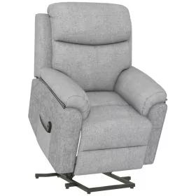 Heavy Duty Fabric Upholstered Riser and Recliner Chairs with Remote Control, Side Pocket - Grey