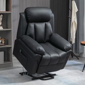 PU Leather Lift Stand Recliner Chair Sofa Electric Power with Remote - Black