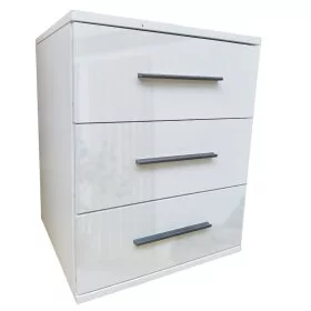 Bedside Table - WINSTEAD 3 Drawer Nightstand High Gloss White 45cm