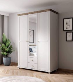 Portugal 19 - 3 Door Wardrobe 154cm - White with Oak Lefkas
