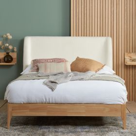 Halfden Upholstered Boucle Headboard Fabric Bed - Kingsize 5ft