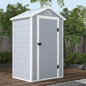 Weather Resistant Outdoor Storage Garden Shed with Lockable Door - Grey with White