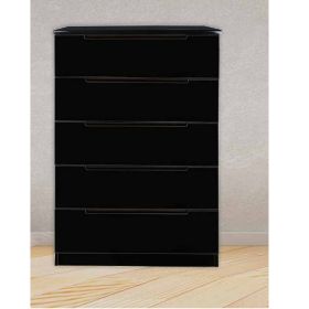 CURVE Black Chest of Drawers - Medium-sized, 5 Drawers