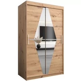 Sliding Wardrobe - SPURDLE 2 Door Mirrored Wardrobe Oak Artisan 120cm