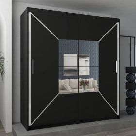 Bartholomew Mirrored Sliding Wardrobe - Black