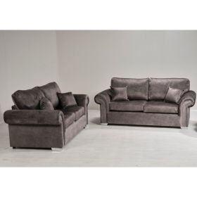 Lynda High Back Dapple Fabric 3 Seater and 2 Seater Sofa Set - Grey and Other Colour