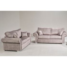Lynda High Back Dapple Fabric 3 Seater and 2 Seater Sofa Set - Silver and Other Colour