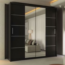 Lisbane Black Sliding Door Wardrobe - 150cm 180cm and 203cm