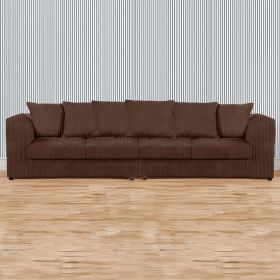 Desmond Jumbo Cord 4 Seater Scatterback Sofa - Chocolate Brown