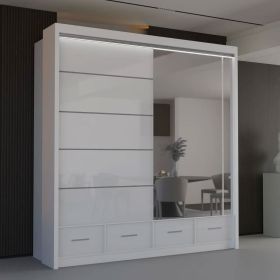 Mendeley 208cm High Gloss Sliding Wardrobe - White