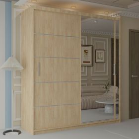 Keynes Oak Single Mirrored Sliding Door Wardrobe - 4 Sizes