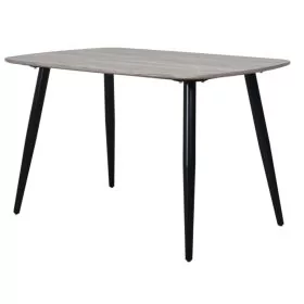 Black Tapered Legs Compact Rectangular Large Dining Table - Grey Oak Effect