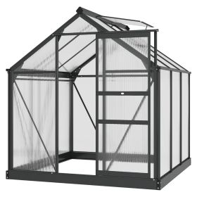 6 x 6 ft Clear Polycarbonate Greenhouse Large Walk-In Green House Garden Plants Grow House w/ Slide Door and Push-Open Window