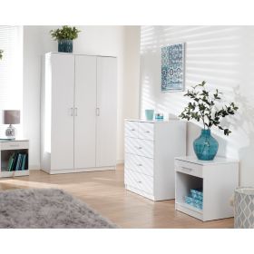 Wardrobe Set - PRADA 3 Door Bedroom Set 4 Piece White 101cm