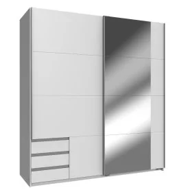 Sliding Wardrobe - EMANU 2 Door Mirrored Wardrobe White 179cm