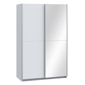 Sliding Wardrobe - BERLIN 2 Door Mirrored Wardrobe White 120cm