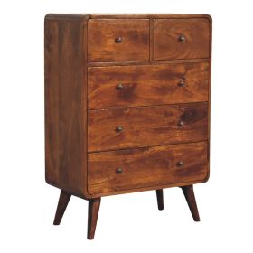 LEIPZIG Oak Finish Chest of Drawers - Medium-sized, 5 Drawers