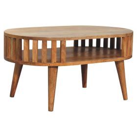 Contemporary Japanese Style Solid Mango Wood Coffee Table - Oak Finish