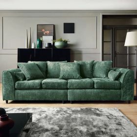 4 Seater Sofa - HENRY Crushed Chenille Fabric - Rifle Green