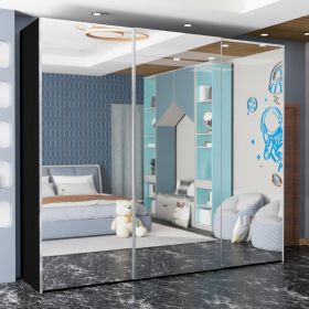 Giovany 250cm Large Sliding Wardrobe - Black