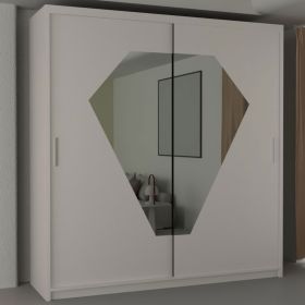 Sliding Wardrobe - DYSON 2 Door Mirrored Wardrobe White Black Grey - 150cm and 203cm