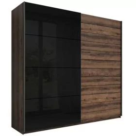 Sliding Wardrobe - GALVIN 2 Door Wardrobe Oak and Black - 200cm
