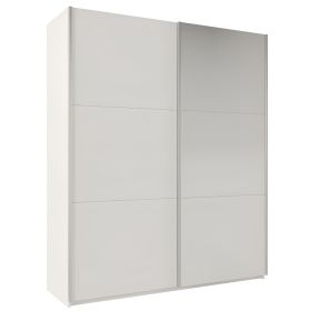 Sliding Wardrobe - WINFAIR 2 Door Mirrored Wardrobe White 200cm