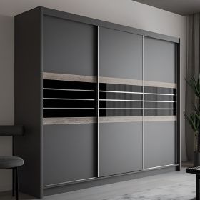 Dacorum Sliding Door 250cm Wardrobe Glass Stripes - Black