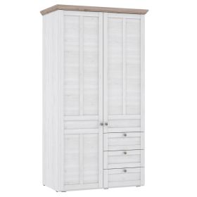 Wardrobe - LAUNCESTON 2 Door Wardrobe Oak Nelson with Snowy Oak 105.3cm