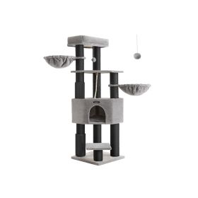 9 Scratching Posts Heavy Duty Cat Tower with Self Warming Pads 2 Self-Groomers