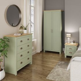 Wardrobe Set - LEVIS 2 Door Bedroom Set 3 Piece Sage Green 79cm