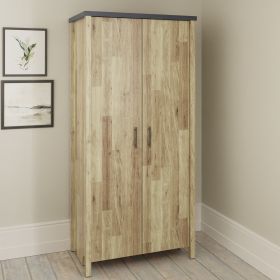 Wardrobe - COBOURG 2 Door Wardrobe Oak and Black 80cm
