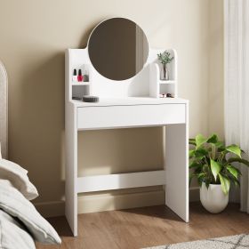 Dressing Table - JULIA Single Drawer Dresser with Mirror White 75cm