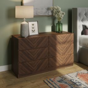 CHARLESTON Oak Finish Chest of Drawers - Large-sized, 6 Drawers, Double