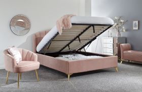 Pettine End Lift Ottoman Blush Pink Bed - Kingsize