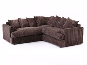 Jamba Double Padded Fabric Brown Corner Sofa - 6 Colours Available