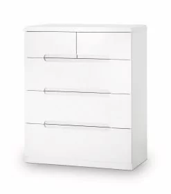 MONTROSE White Chest of Drawers - Medium-sized, 5 Drawers